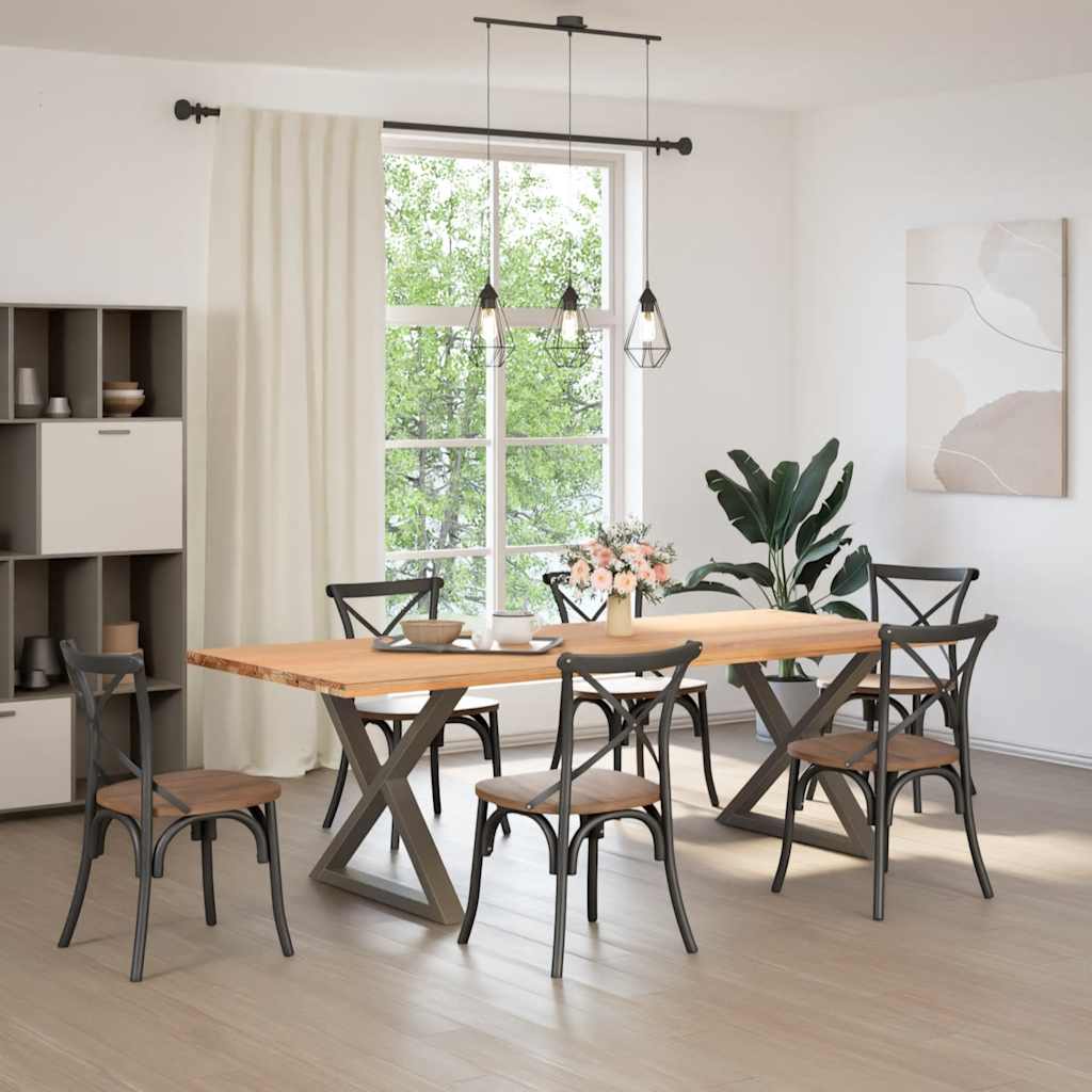 vidaXL Esstisch Beine 2 Stück Naturstahl 90x(72-73,3) cm Stahl
