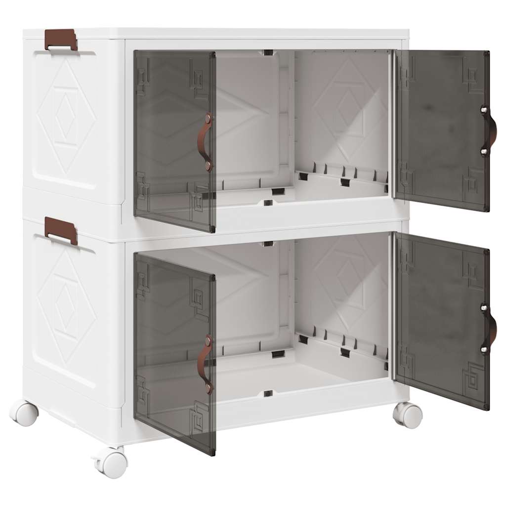 vidaXL Aufbewahrungsbox mit Rädern Stapelbar 2-stöckig 75 L 64x40x76cm