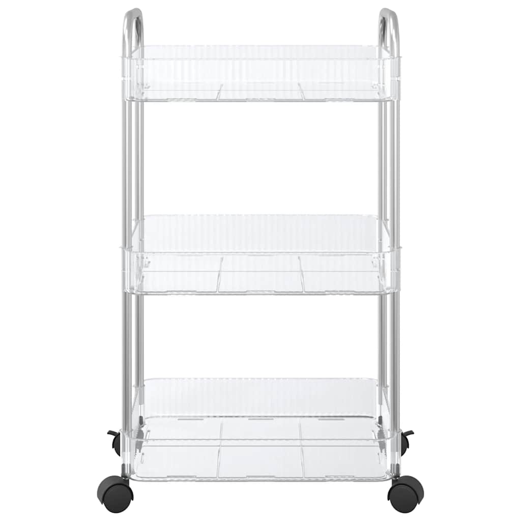 vidaXL Aufbewahrungswagen 3 Etagen Transparent 37x28x68 cm Acryl
