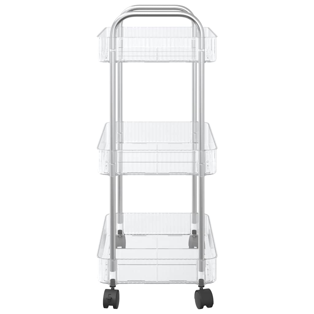 vidaXL Aufbewahrungswagen 3 Etagen Transparent 37x28x68 cm Acryl
