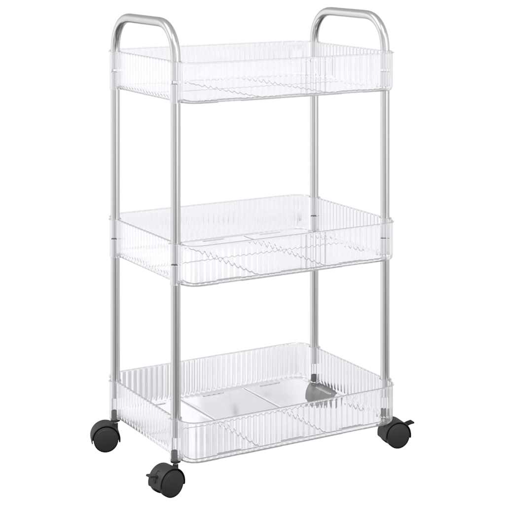 vidaXL Aufbewahrungswagen 3 Etagen Transparent 37x28x68 cm Acryl