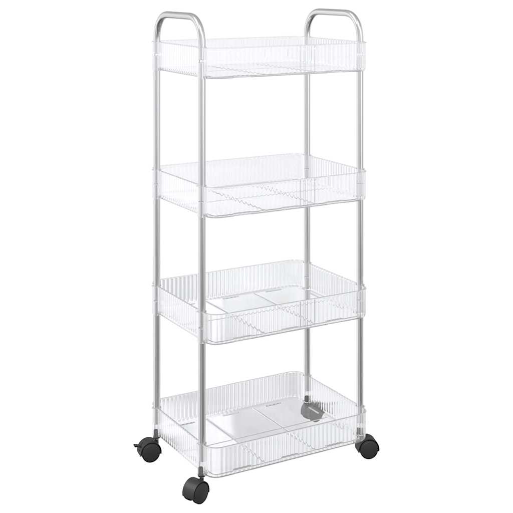 vidaXL Aufbewahrungswagen 4 Etagen Transparent 37x28x95 cm Acryl
