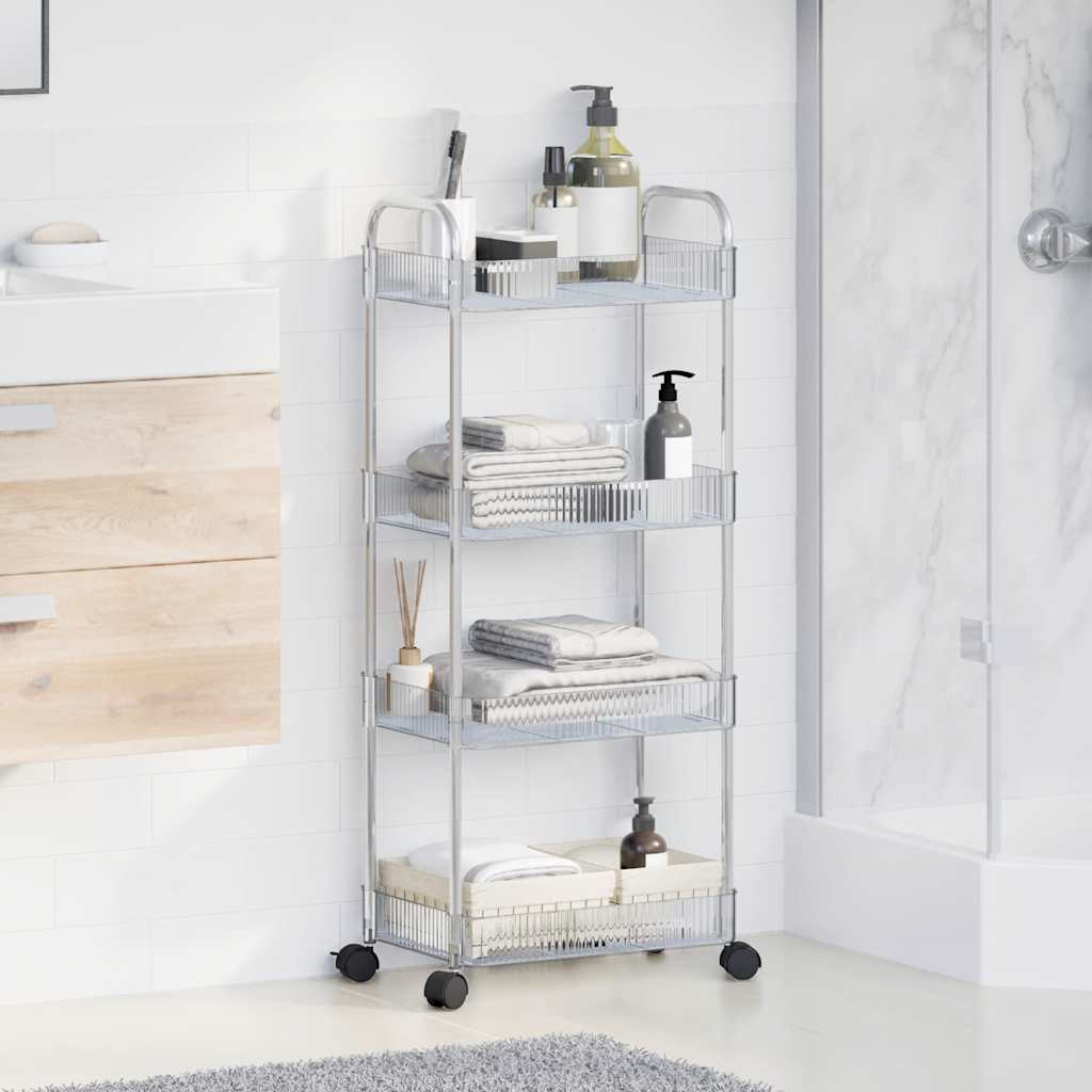 vidaXL Aufbewahrungswagen 4 Etagen Transparent 37x28x95 cm Acryl