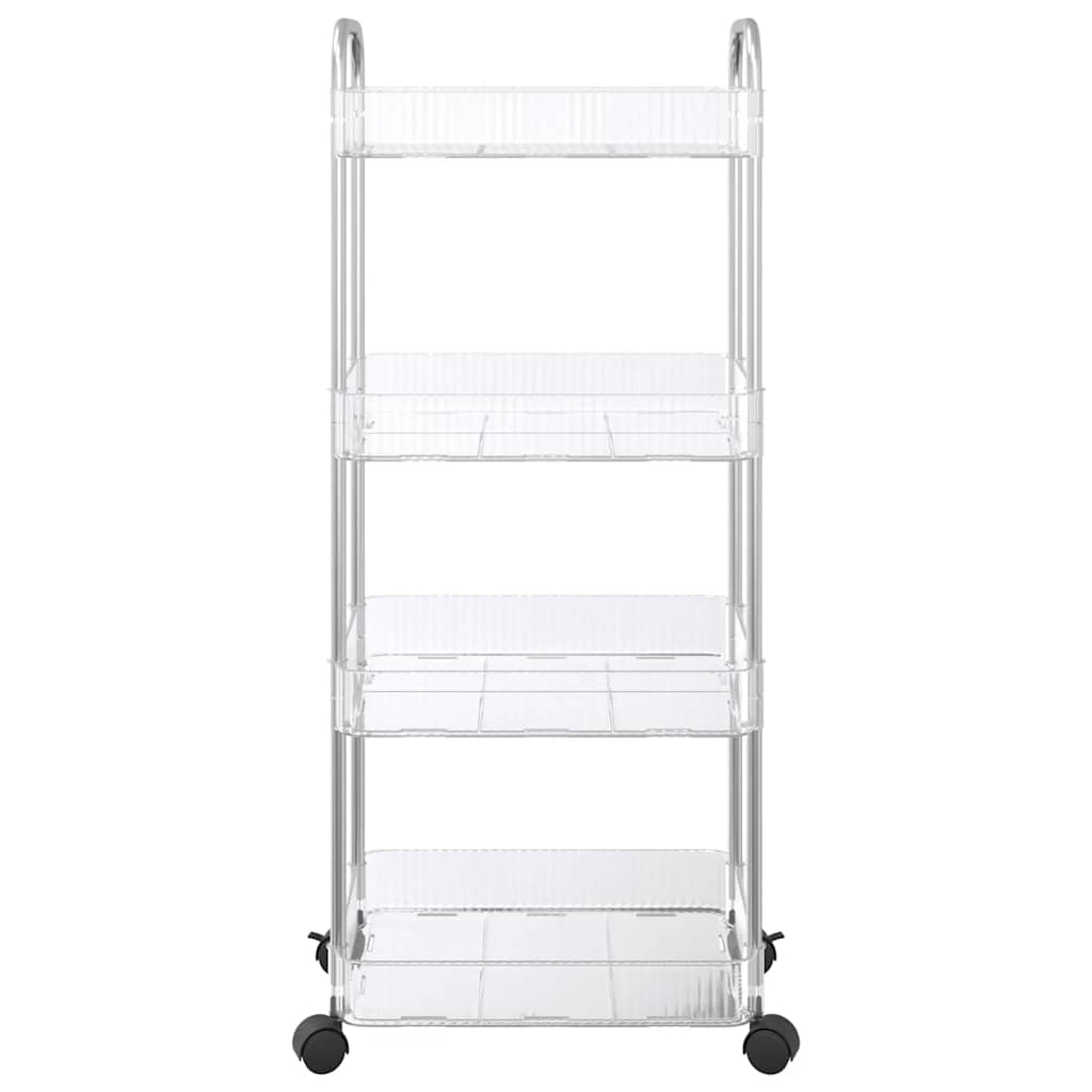vidaXL Aufbewahrungswagen 4 Etagen Transparent 37x28x95 cm Acryl