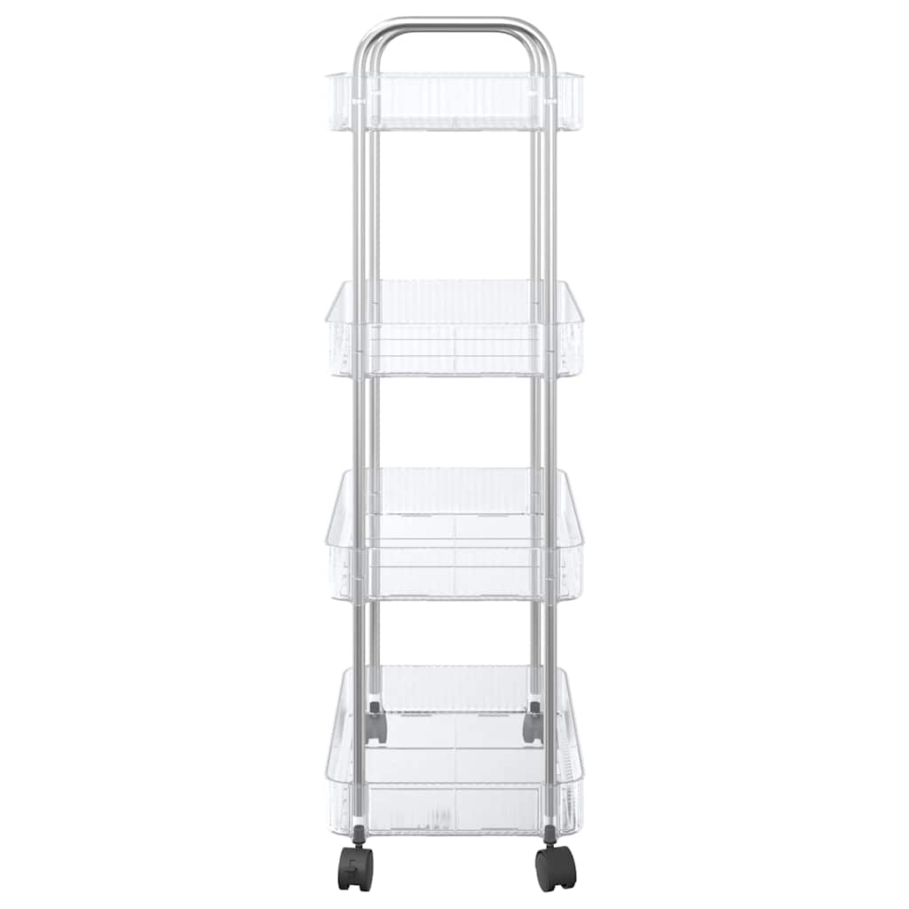 vidaXL Aufbewahrungswagen 4 Etagen Transparent 37x28x95 cm Acryl