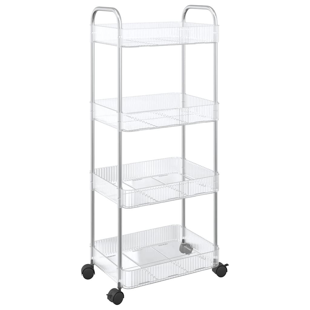vidaXL Aufbewahrungswagen 4 Etagen Transparent 37x28x95 cm Acryl