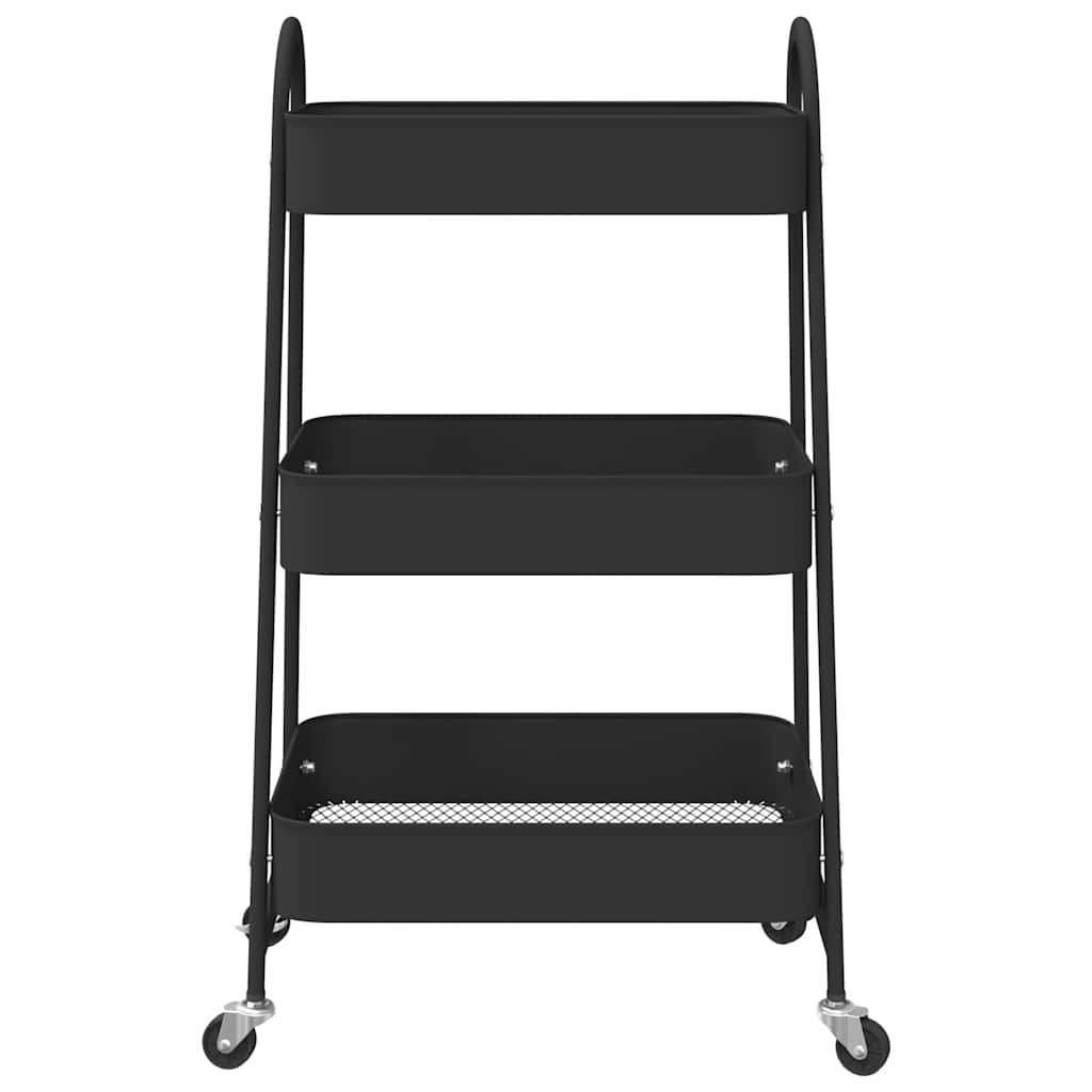 vidaXL Aufbewahrungswagen 3 Etagen Schwarz 42x41,5x77 cm Stahl
