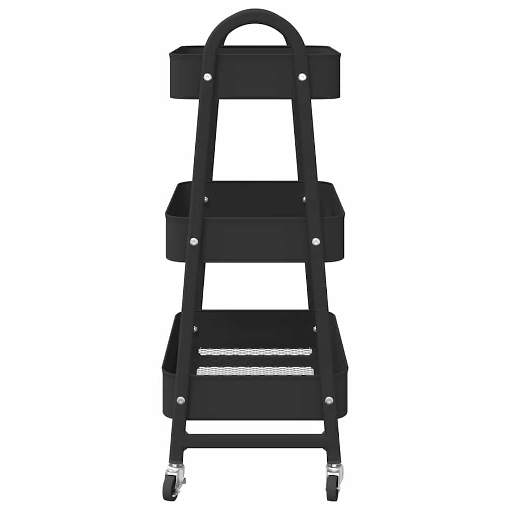 vidaXL Aufbewahrungswagen 3 Etagen Schwarz 42x41,5x77 cm Stahl