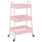 vidaXL Aufbewahrungswagen 3-stöckig Rosa 42x41,5x77 cm Stahl