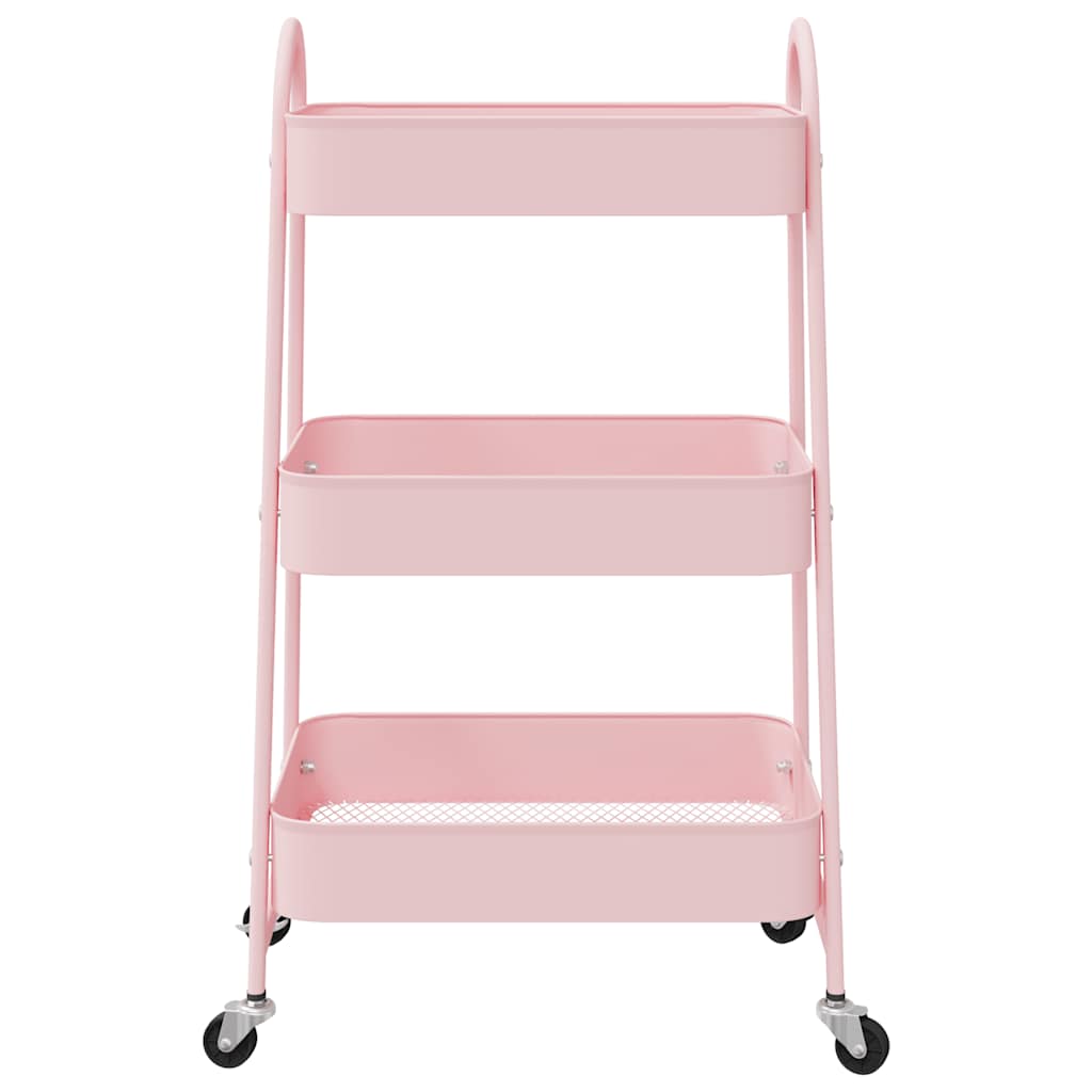 vidaXL Aufbewahrungswagen 3-stöckig Rosa 42x41,5x77 cm Stahl