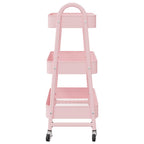 vidaXL Aufbewahrungswagen 3-stöckig Rosa 42x41,5x77 cm Stahl