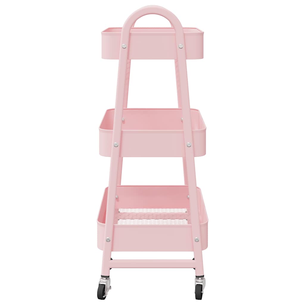 vidaXL Aufbewahrungswagen 3-stöckig Rosa 42x41,5x77 cm Stahl