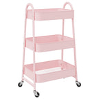 vidaXL Aufbewahrungswagen 3-stöckig Rosa 42x41,5x77 cm Stahl