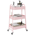 vidaXL Aufbewahrungswagen 3-stöckig Rosa 42x41,5x77 cm Stahl