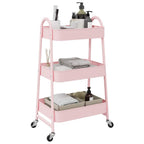 vidaXL Aufbewahrungswagen 3-stöckig Rosa 42x41,5x77 cm Stahl