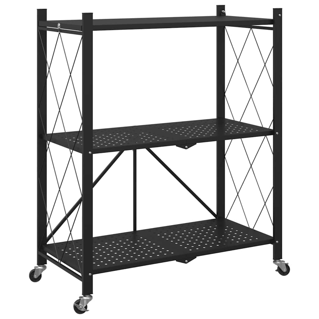 vidaXL Lagerregal auf Rädern Schwarz 71 x 34 x 88 cm Stahl