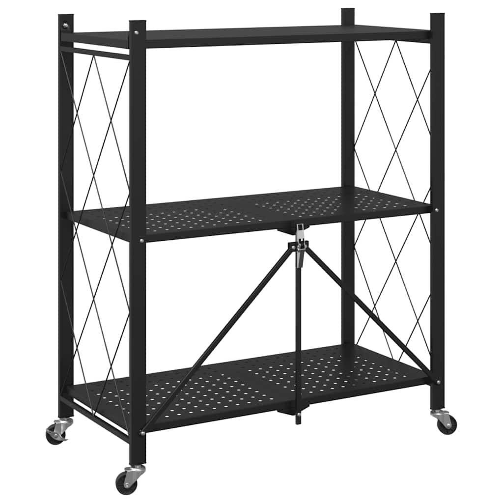 vidaXL Lagerregal auf Rädern Schwarz 71 x 34 x 88 cm Stahl