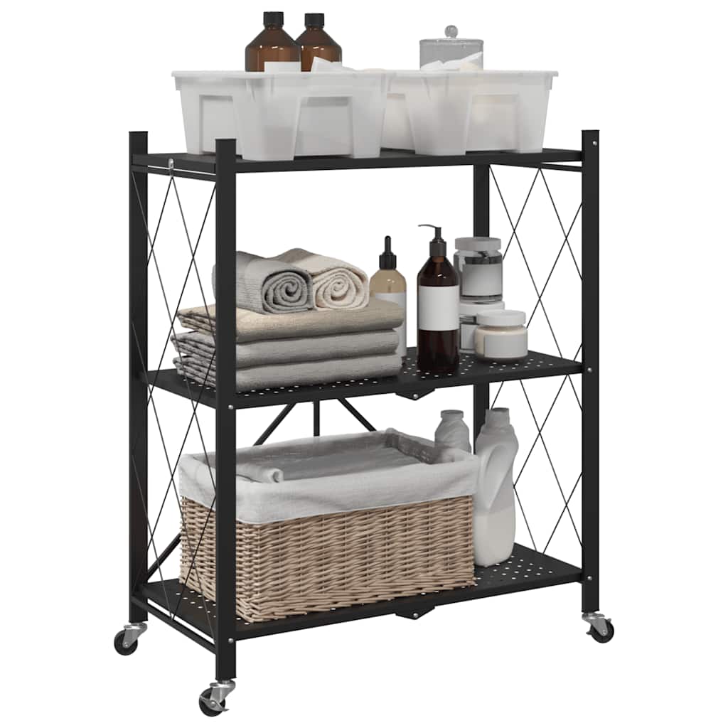 vidaXL Lagerregal auf Rädern Schwarz 71 x 34 x 88 cm Stahl