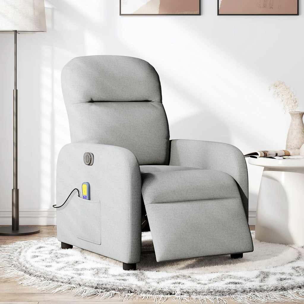 vidaXL Massagesessel Elektrisch Wolkengrau Stoff