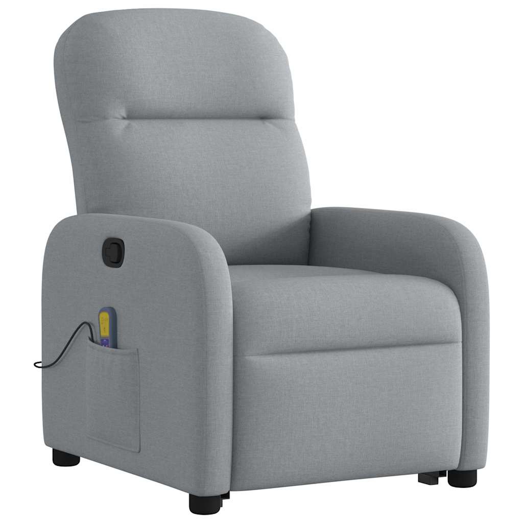 vidaXL Massagesessel mit Aufstehhilfe Hellgrau Stoff