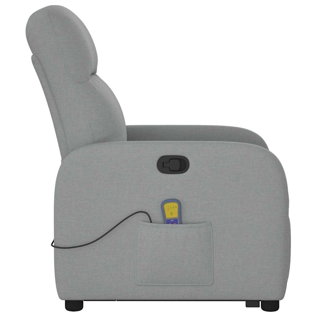 vidaXL Massagesessel mit Aufstehhilfe Hellgrau Stoff