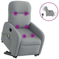 vidaXL Elektrischer Massagesessel mit Aufstehhilfe Hellgrau Stoff