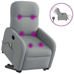vidaXL Elektrischer Massagesessel mit Aufstehhilfe Hellgrau Stoff