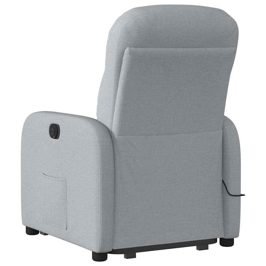 vidaXL Elektrischer Massagesessel mit Aufstehhilfe Hellgrau Stoff
