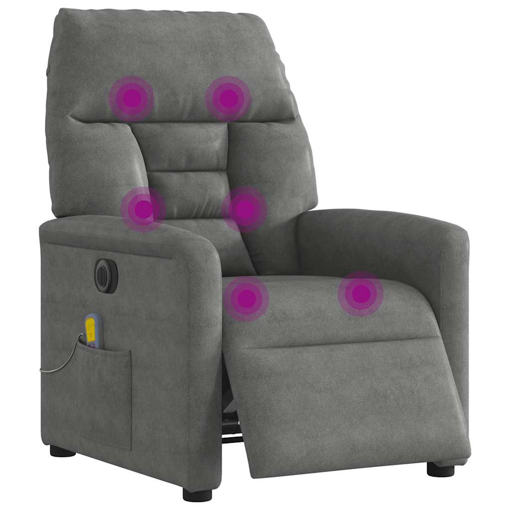 vidaXL Massagesessel Elektrisch Dunkelgrau Mikrofasergewebe