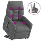 vidaXL Massagesessel mit Aufstehhilfe Dunkelgrau Mikrofasergewebe