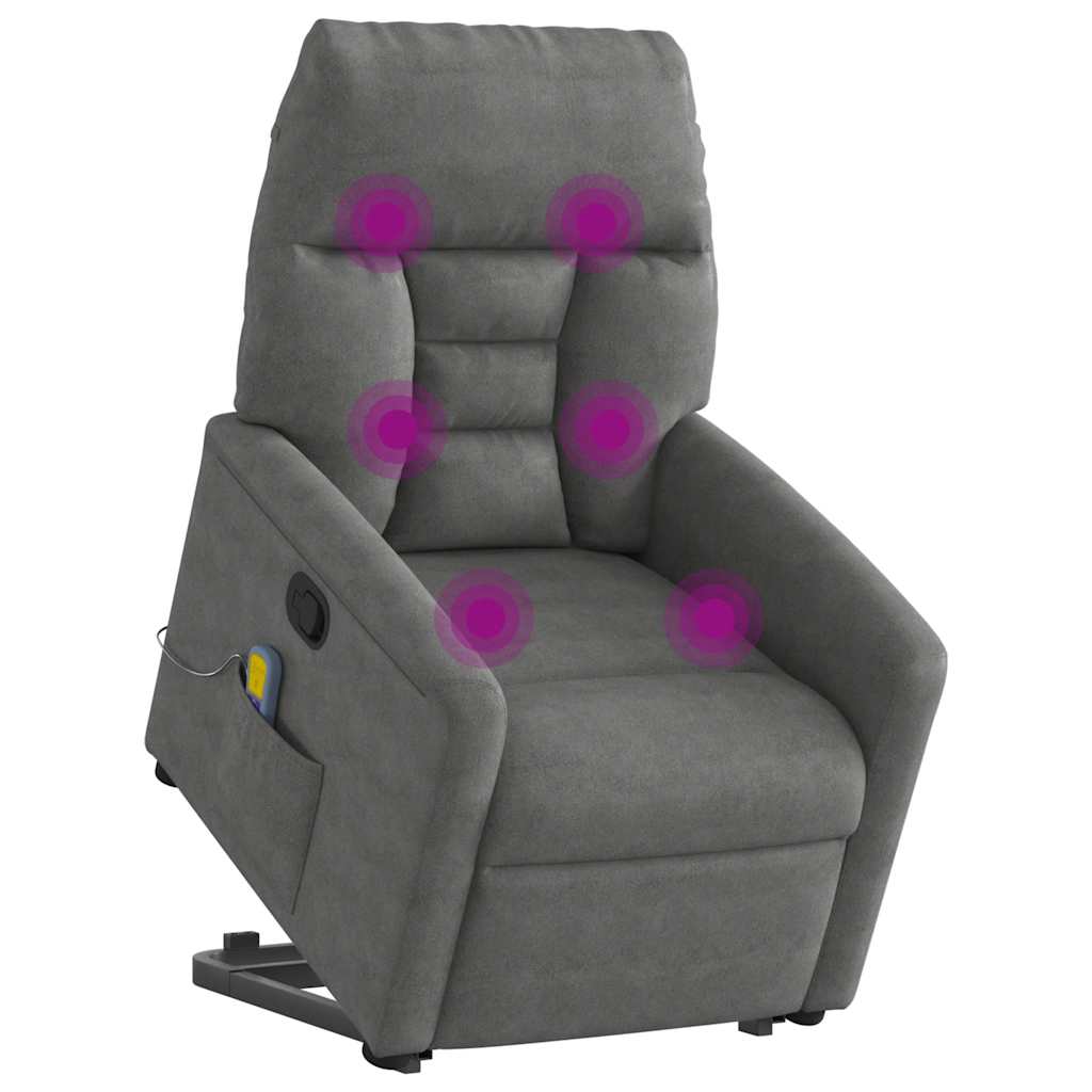 vidaXL Massagesessel mit Aufstehhilfe Dunkelgrau Mikrofasergewebe