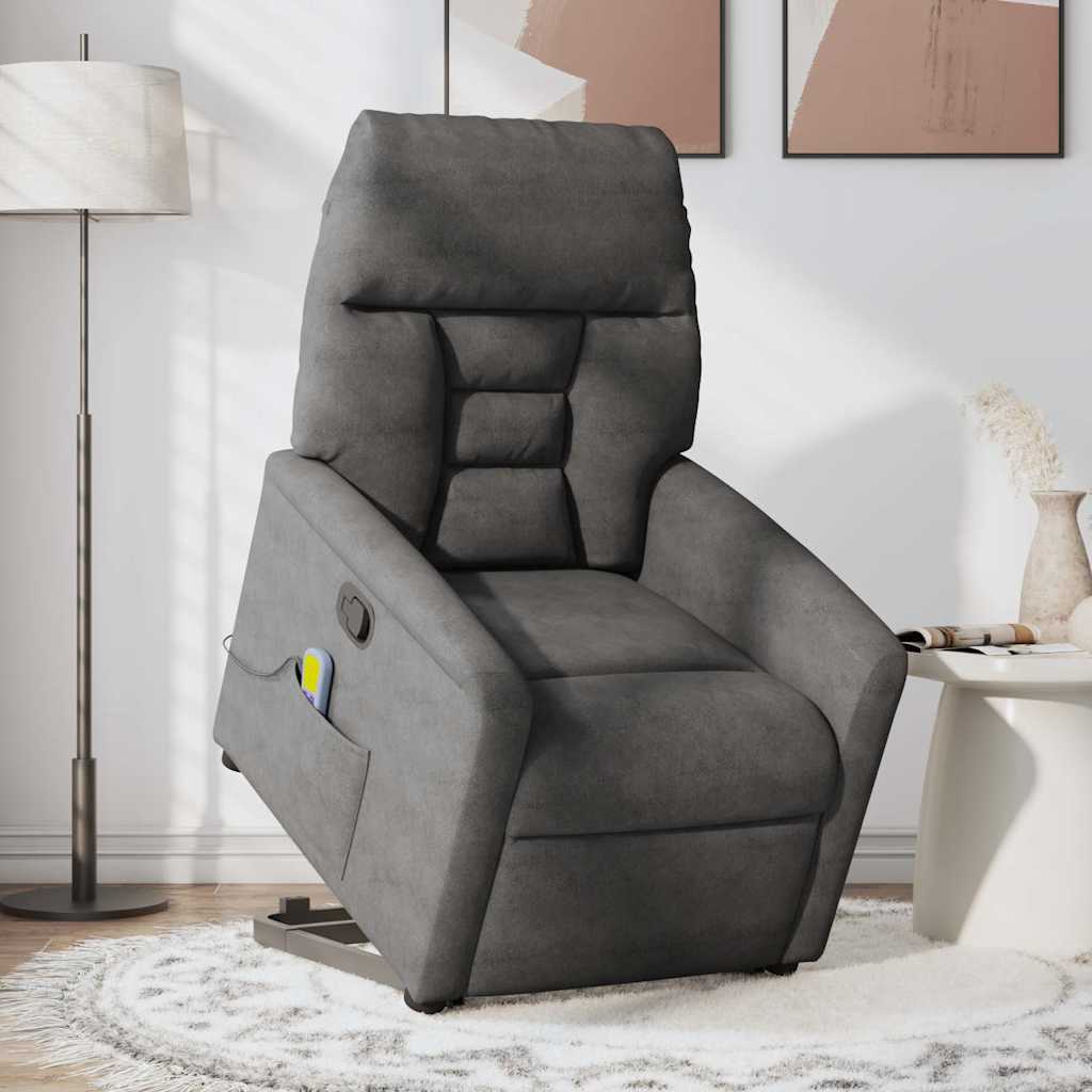 vidaXL Massagesessel mit Aufstehhilfe Dunkelgrau Mikrofasergewebe