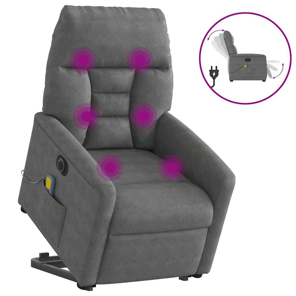vidaXL Massagesessel Aufstehhilfe Elektrisch Dunkelgrau
