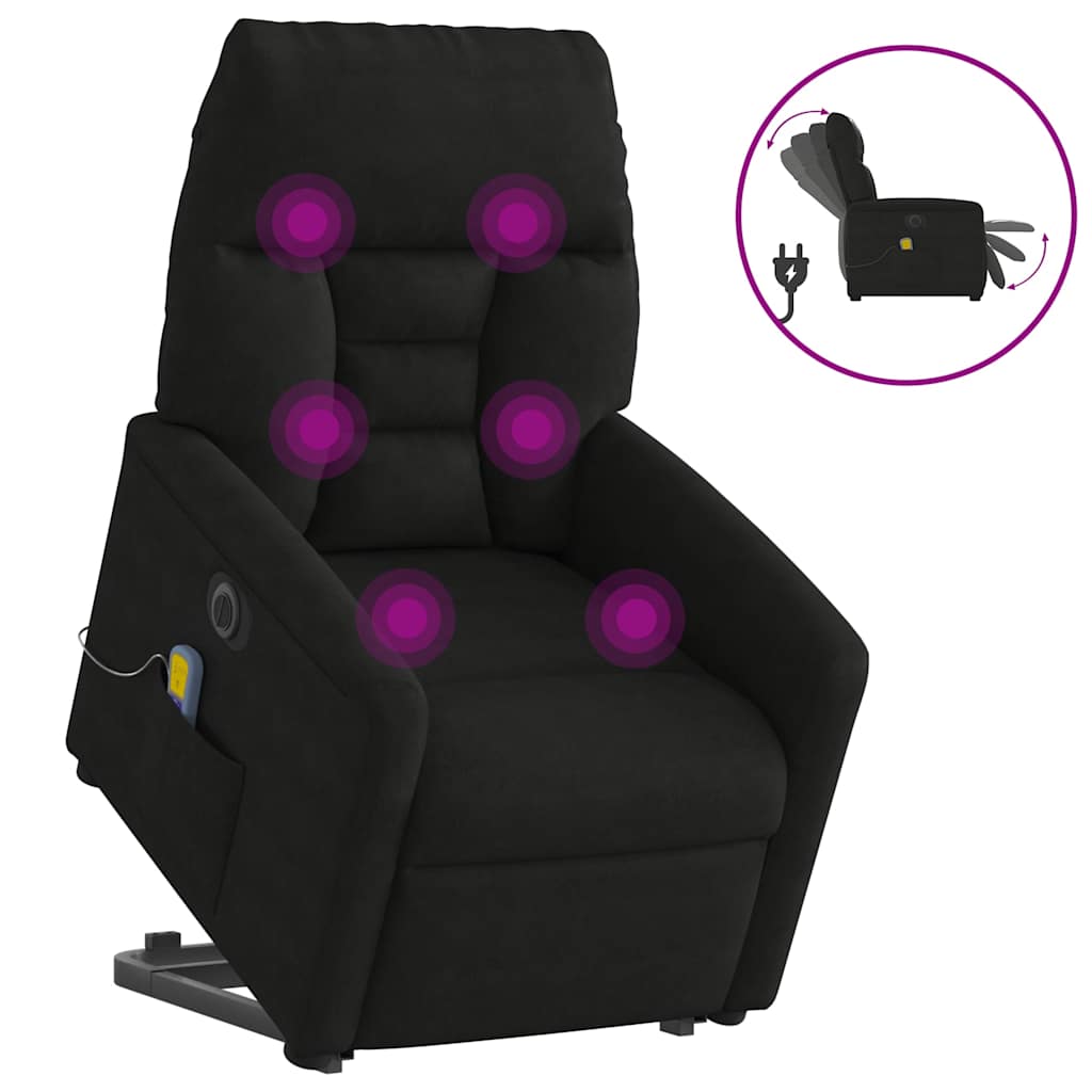 vidaXL Massagesessel Aufstehhilfe Elektrisch Schwarz Mikrofasergewebe