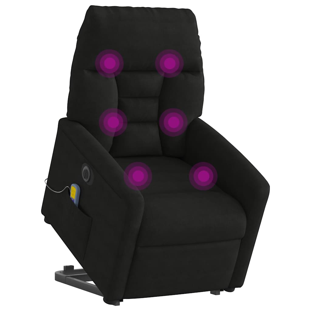 vidaXL Massagesessel Aufstehhilfe Elektrisch Schwarz Mikrofasergewebe