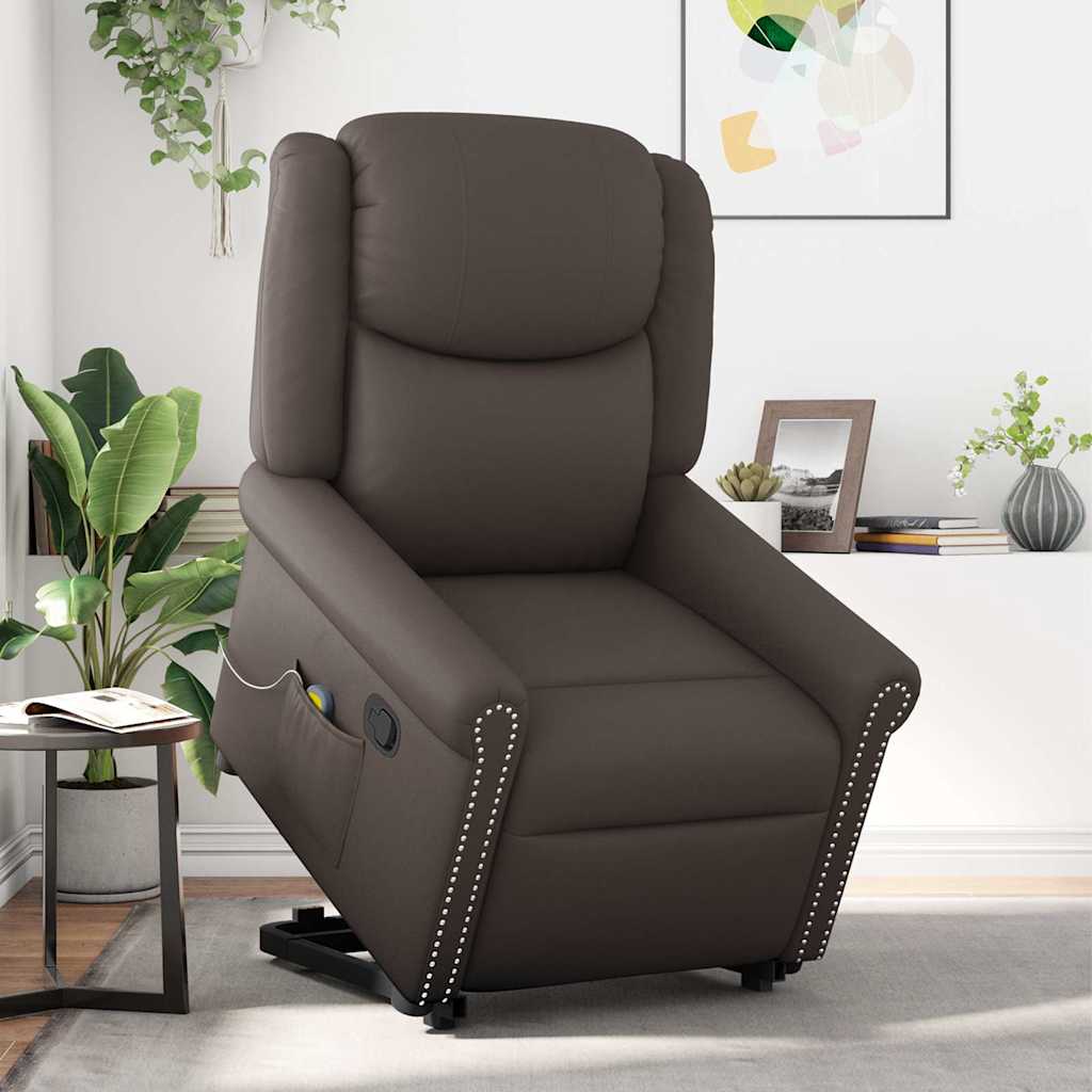 vidaXL Stehsessel Massage Glänzendes Braun Kunstleder