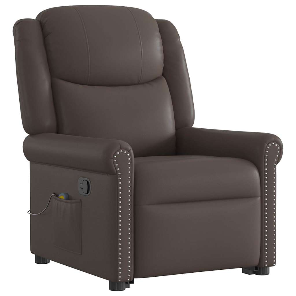 vidaXL Stehsessel Massage Glänzendes Braun Kunstleder
