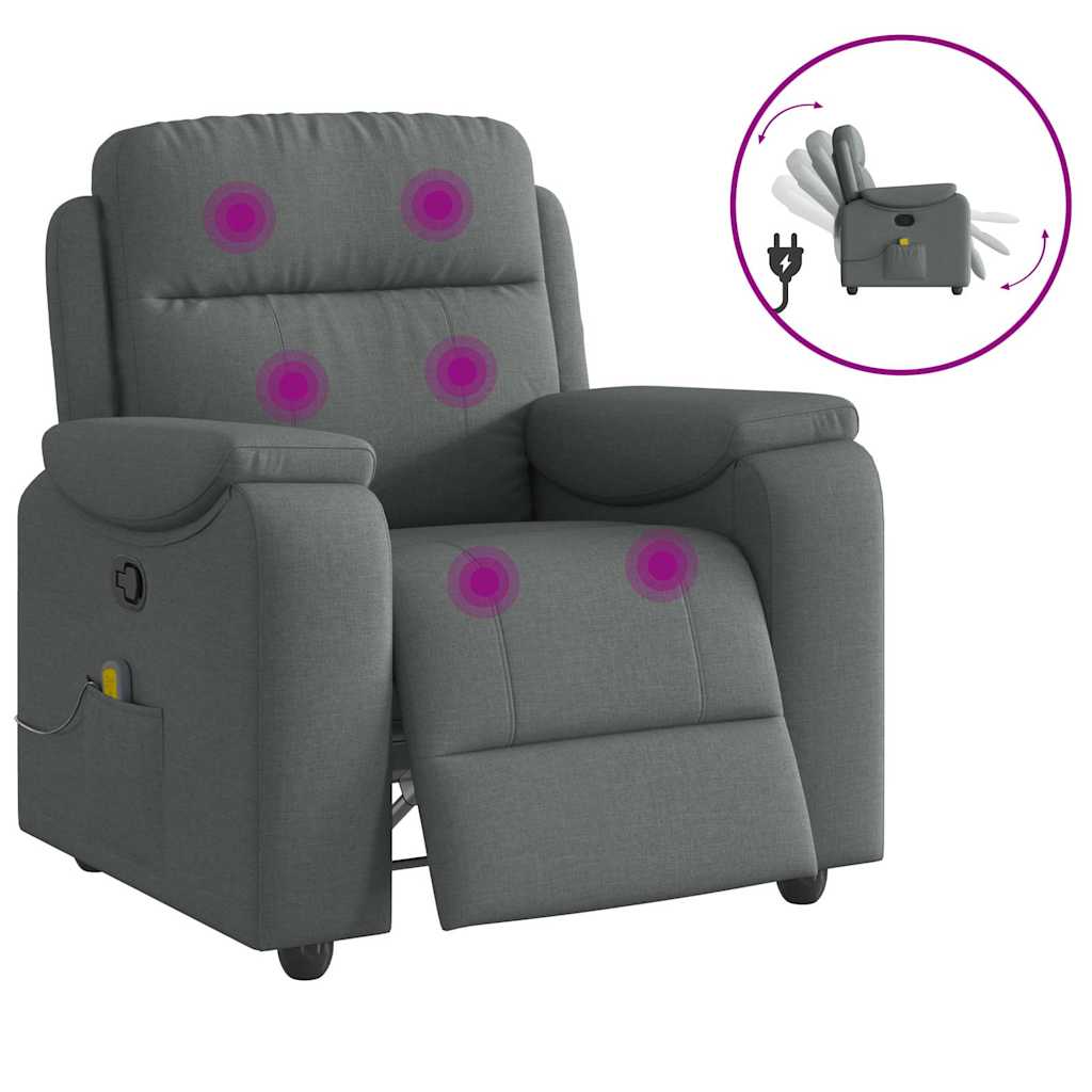 vidaXL Massage-Relaxsessel, Stoff, Dunkelgrau