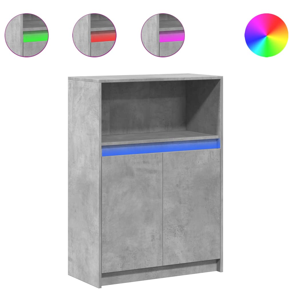vidaXL Sideboard mit LED Betongrau 72x34x100 cm Holzwerkstoff