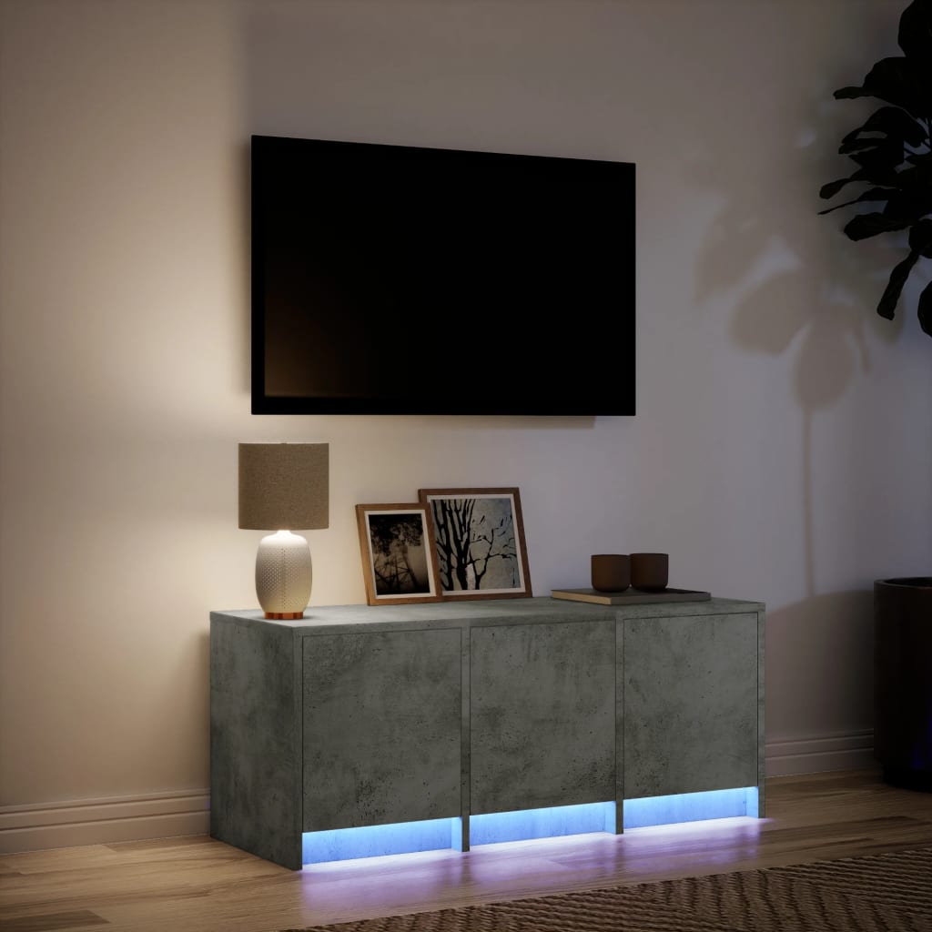 vidaXL TV-Schrank LED Betongrau 97x34x40 Holzwerkstoff