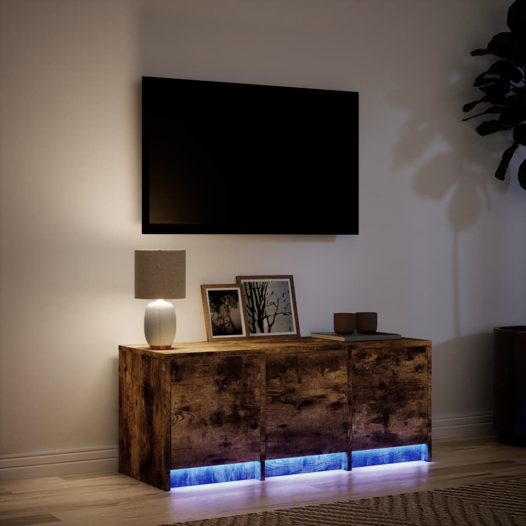 vidaXL TV-Schrank LED Räuchereiche 97x34x40 cm Holzwerkstoff