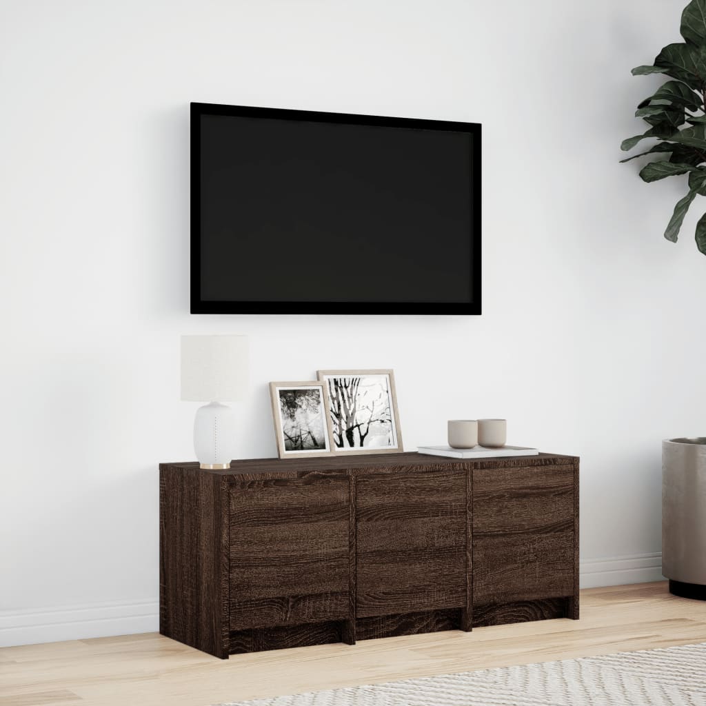 vidaXL TV-Schrank LED Braun Eichen-Optik 97x34x40 cm Holzwerkstoff