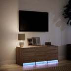 vidaXL TV-Schrank LED Braun Eichen-Optik 97x34x40 cm Holzwerkstoff