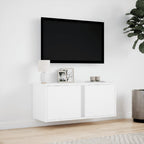 vidaXL TV-Wandschrank mit LED-Beleuchtung Weiß 80x31x35 cm