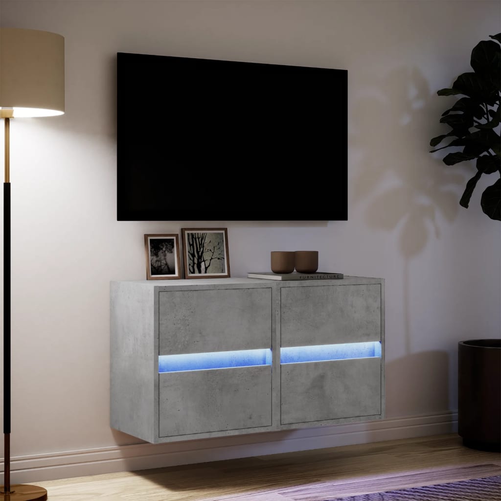 vidaXL TV-Wandschränke LED-Beleuchtung 2 Stk. Betongrau 41x31x45 cm