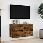 vidaXL TV-Wandschränke LED-Beleuchtung 2 Stk. Räuchereiche 41x31x45 cm