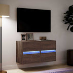 vidaXL TV-Wandschränke LED-Beleuchtung 2 Stk. Eichen-Optik 41x31x45 cm