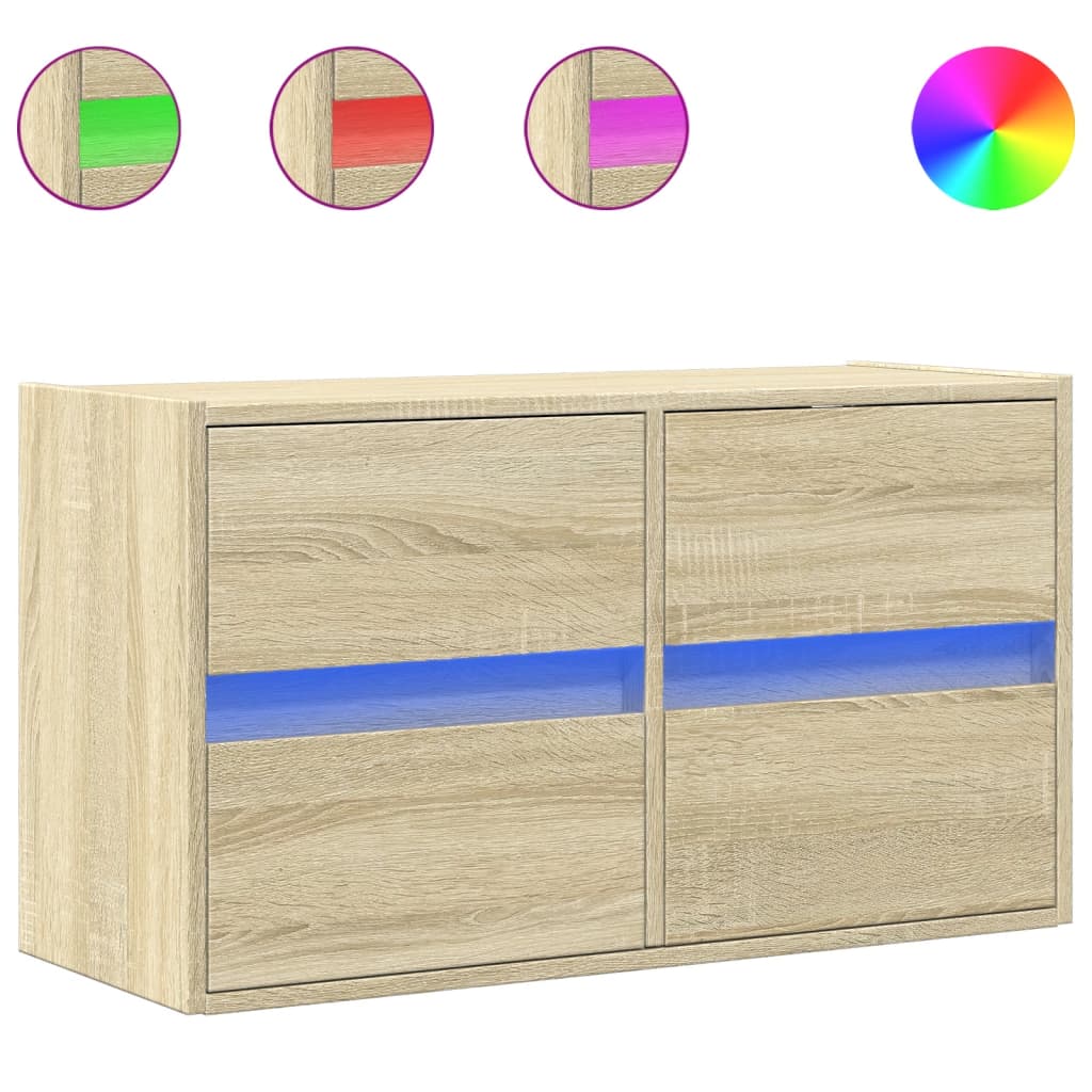 vidaXL TV-Wandschrank mit LED-Beleuchtung Sonoma-Eiche 80x31x45 cm