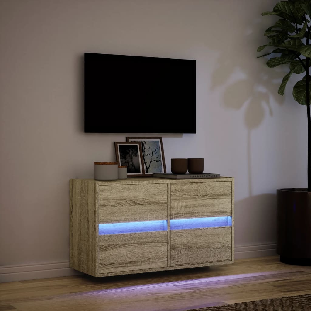 vidaXL TV-Wandschrank mit LED-Beleuchtung Sonoma-Eiche 80x31x45 cm
