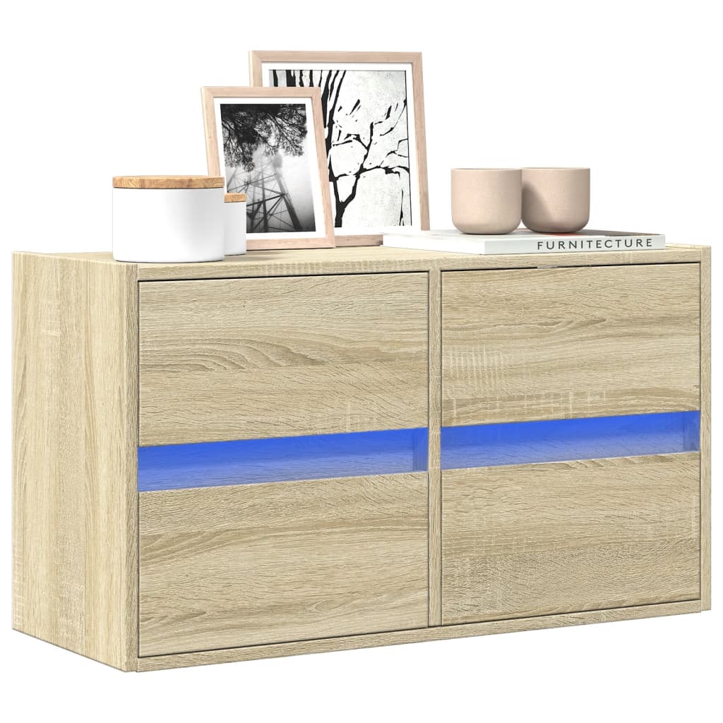 vidaXL TV-Wandschrank mit LED-Beleuchtung Sonoma-Eiche 80x31x45 cm